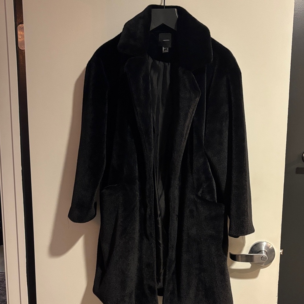 Forever 21 Black Faux Fur Coat